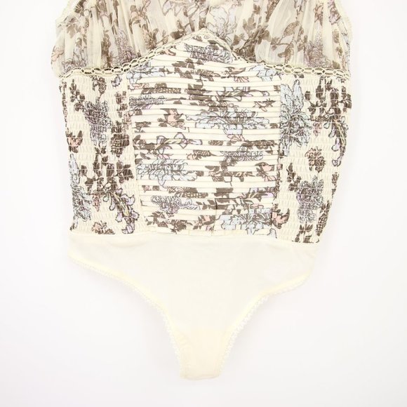 NWT Free People Weekend Plans Bodysuit Ivory Blue Corset Ruffle Size S, M, L - Picture 6 of 11